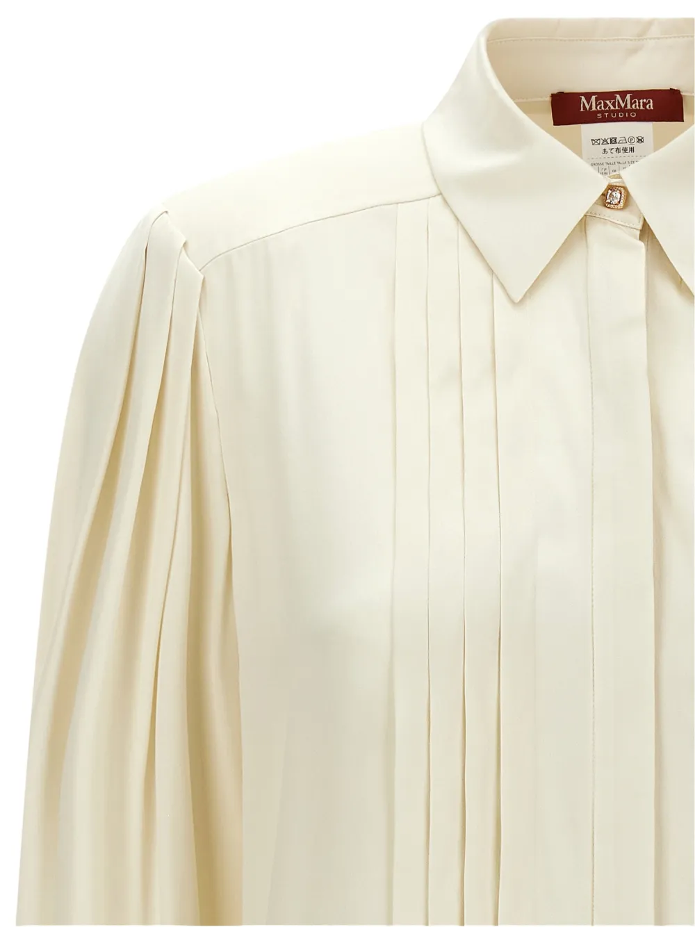 Max Mara Vongola zijden blouse met plooien Beige