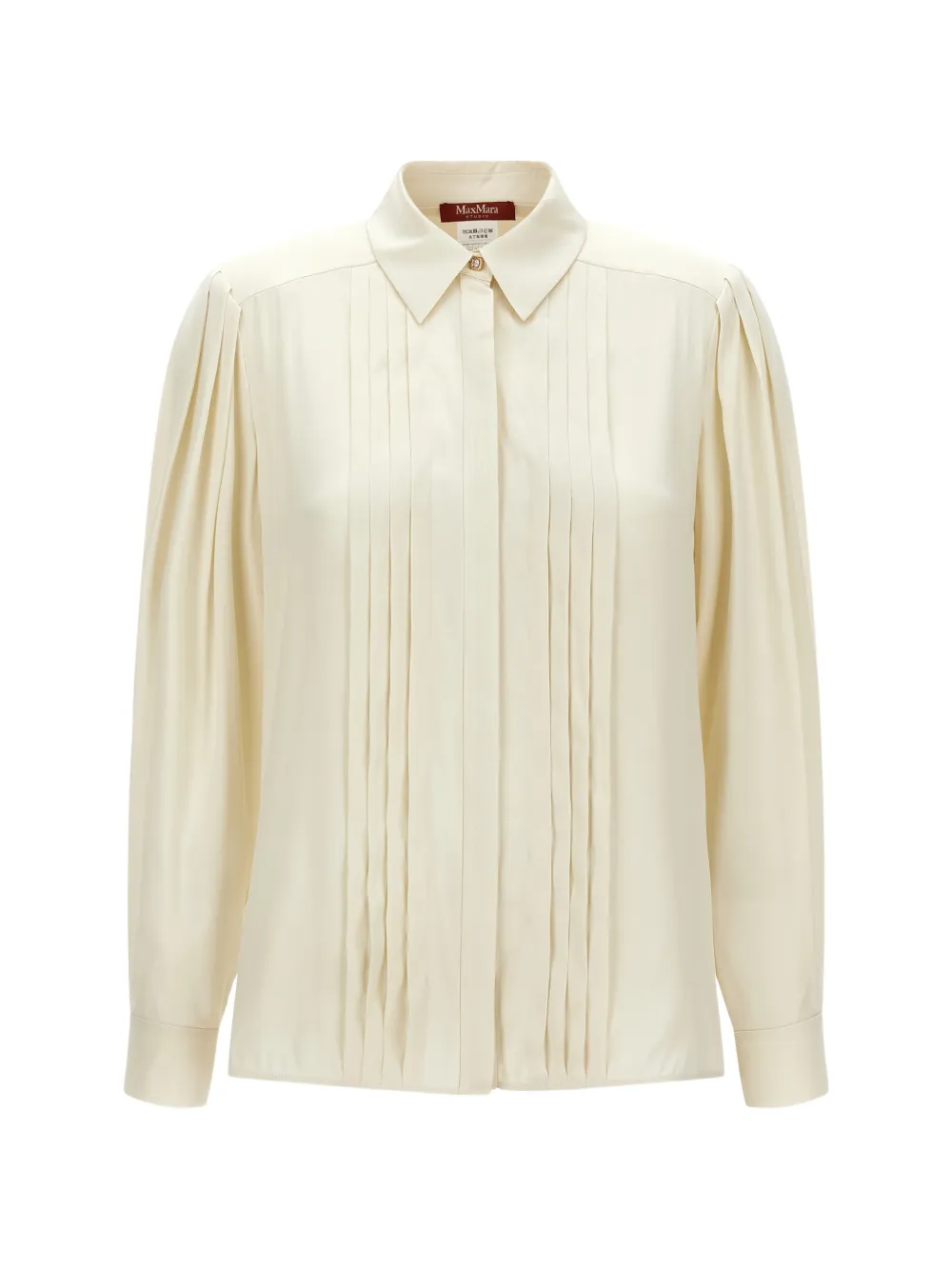 Max Mara Vongola pleated silk shirt - Bianco