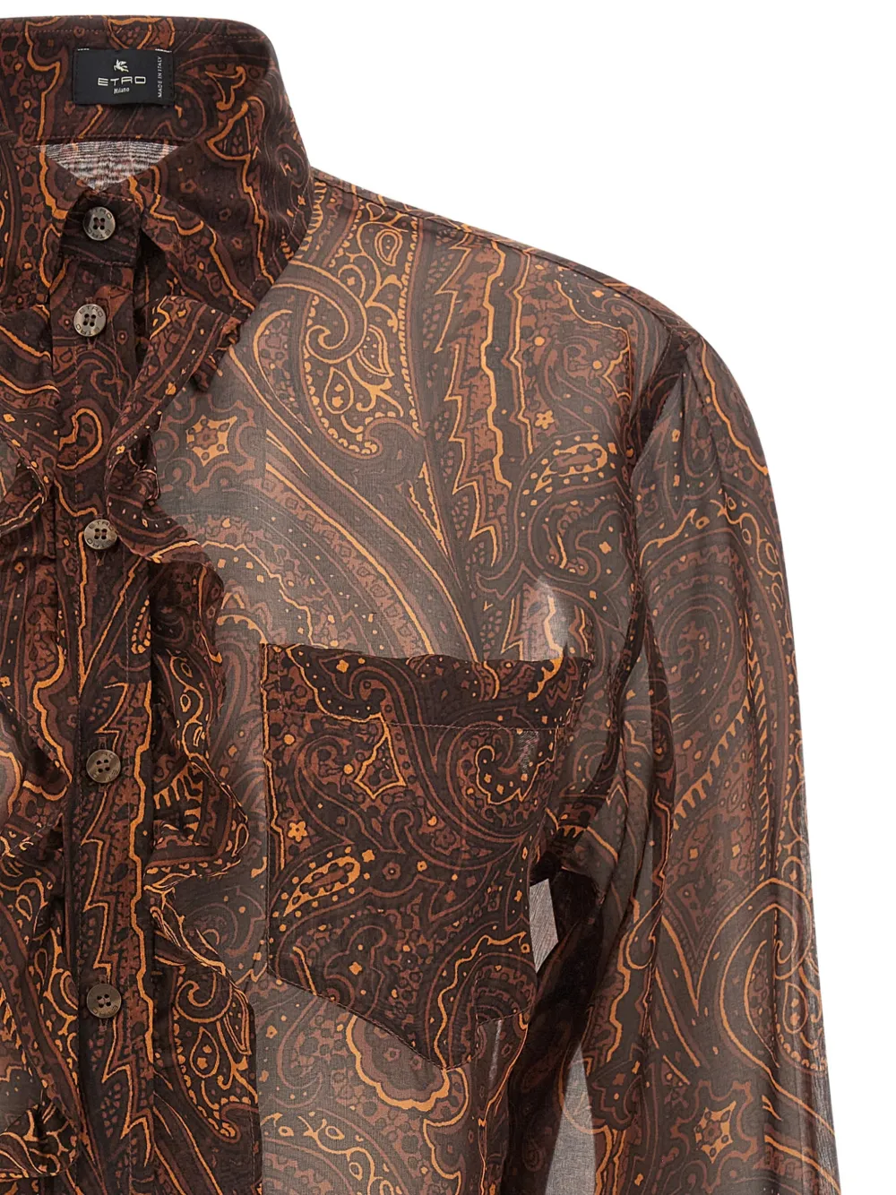 ETRO Zijden blouse met paisley-print Bruin