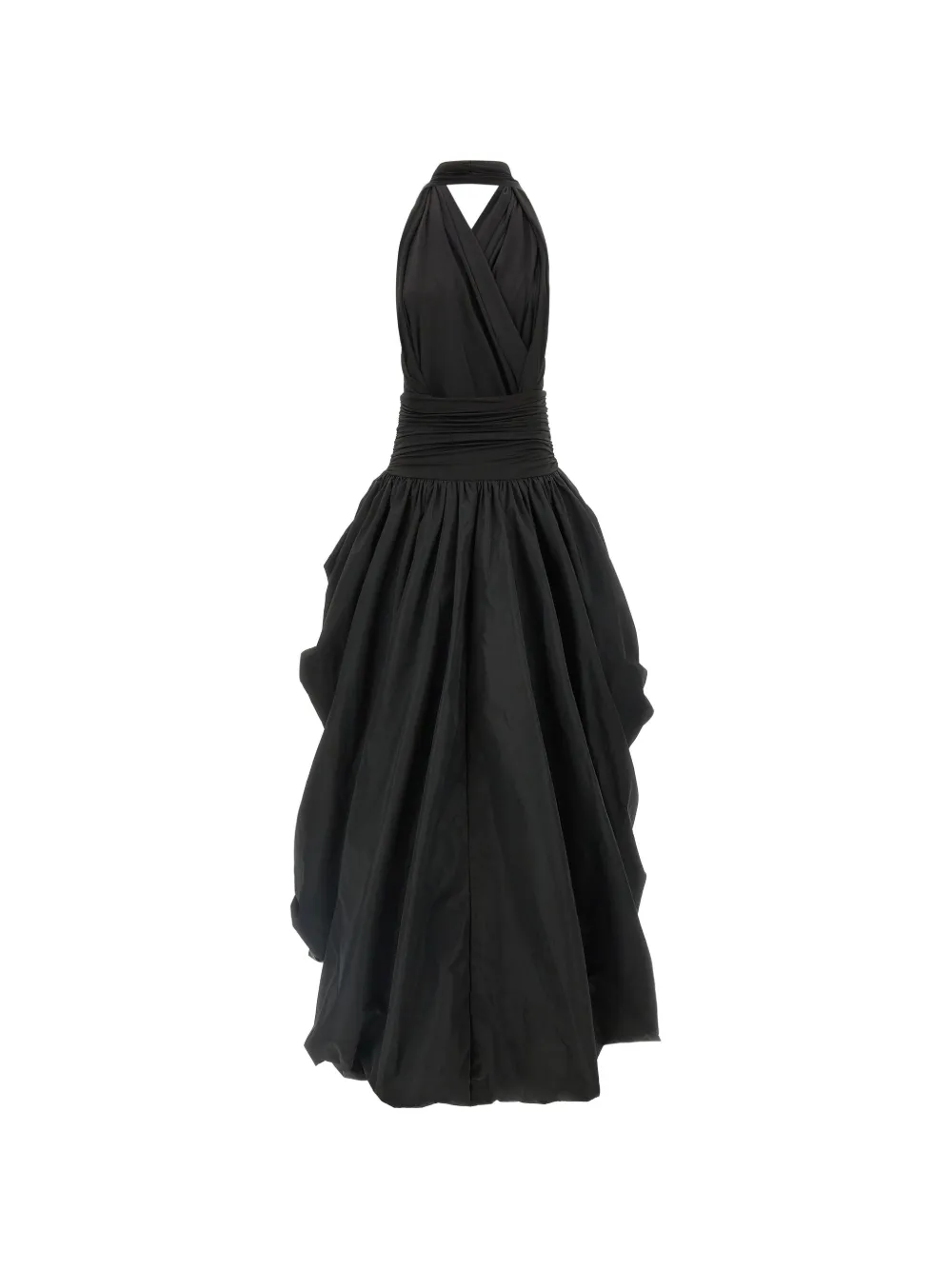 THE ANDAMANE Alexandra high-low balloon-hem maxi dress Zwart