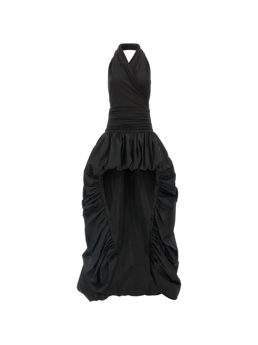 THE ANDAMANE Alexandra high-low balloon-hem maxi dress Zwart