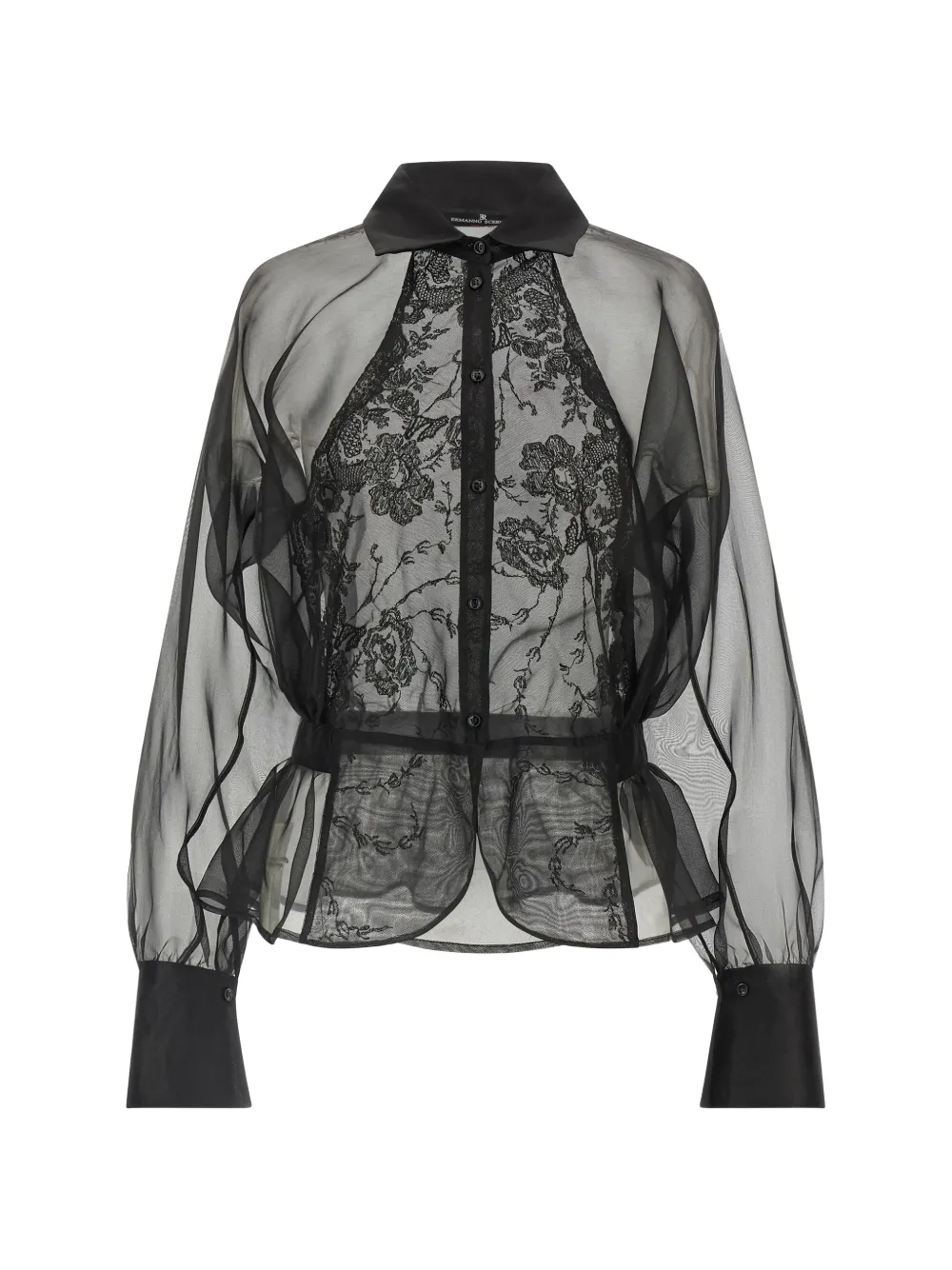 Ermanno Scervino lace-panelled peplum shirt - Noir