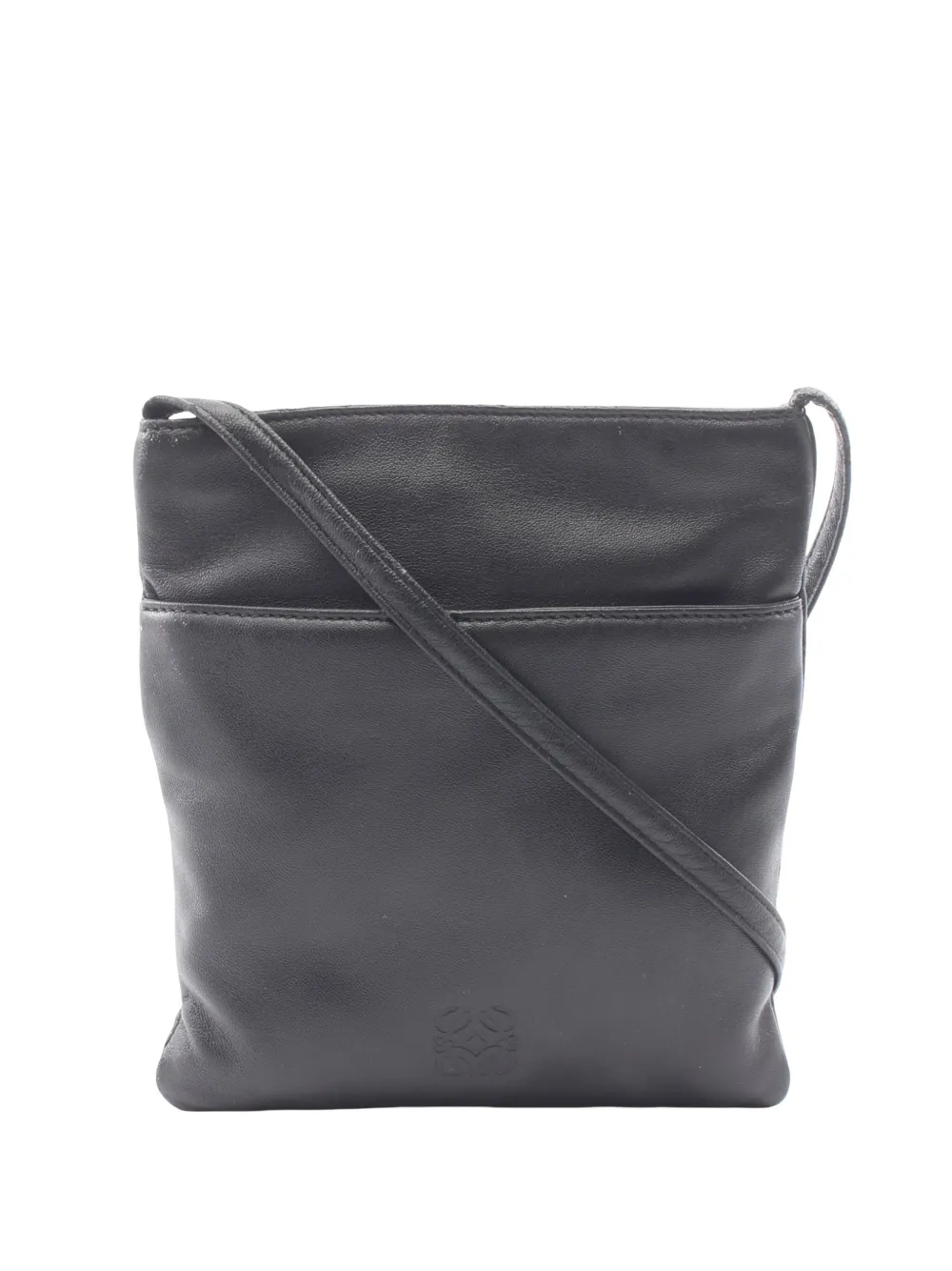 Loewe Pre-Owned 2002-2026 Leather Anagram Flat crossbody bag - Schwarz