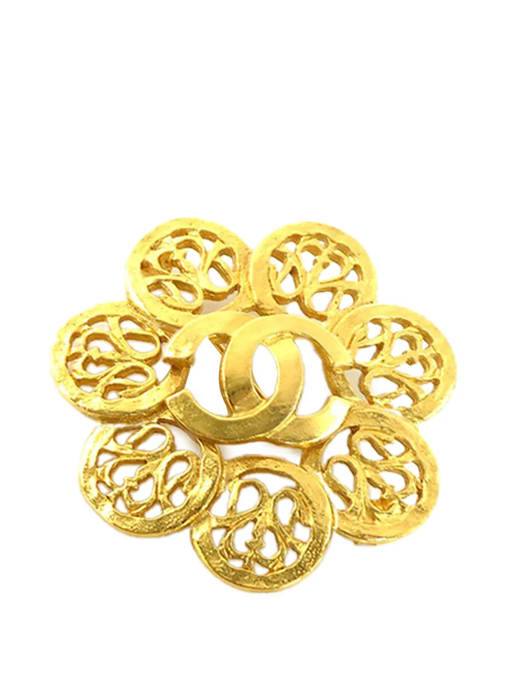 CHANEL Pre-Owned 1996 CC Gold Plated Flower Brooch costume brooch