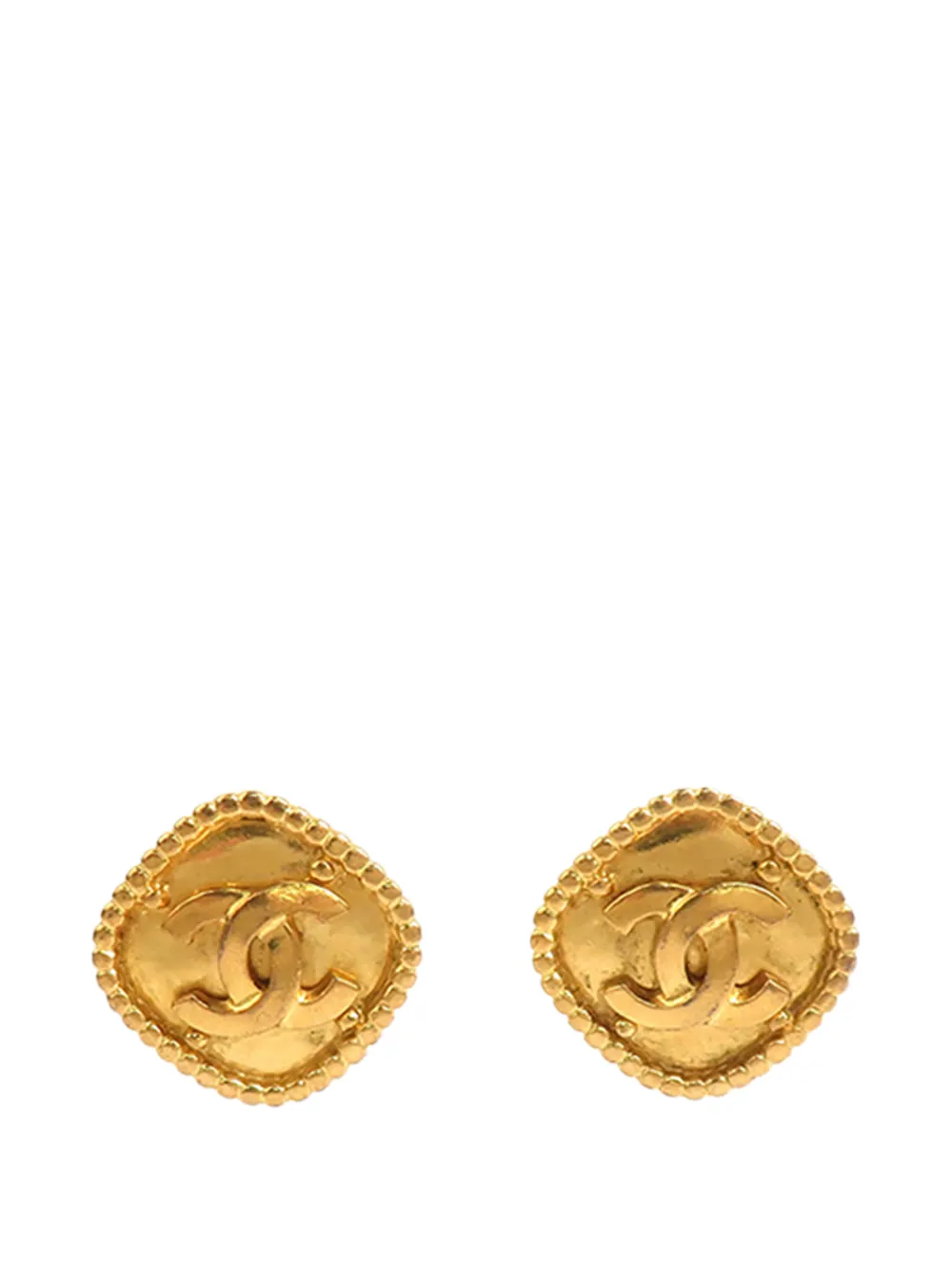 CHANEL Pre-Owned 1996 CC Gold Plated Square Clip On Earrings costume earrings - Oro