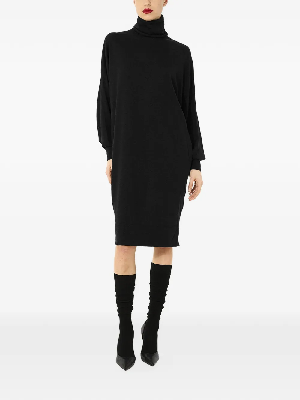 Wolford midi-jurk van merinowol met col Zwart