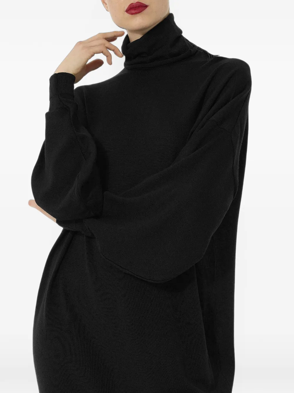 Wolford midi-jurk van merinowol met col Zwart