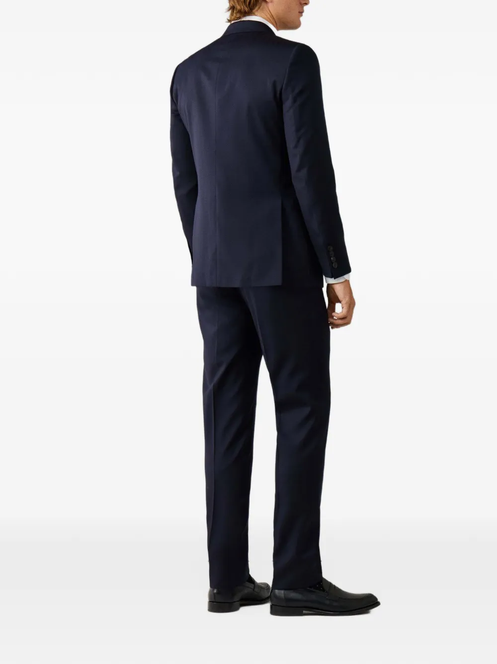 Hackett London Heritage Belgravia wollen pak met visgraat-patroon Blauw