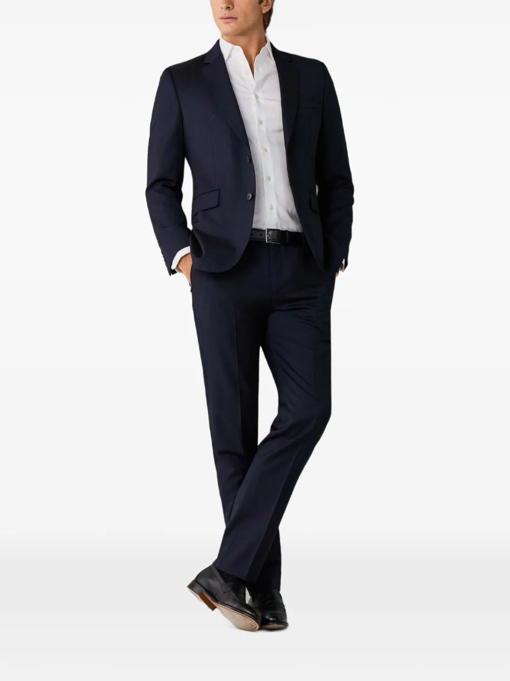 Hackett London Heritage Belgravia wollen pak met visgraat-patroon Blauw