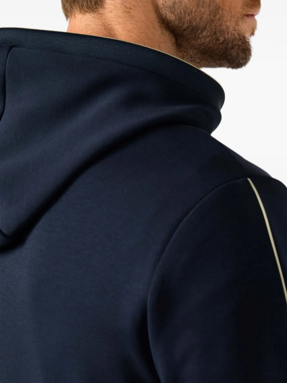 Hackett London Hoodie met logo-patch en bies-detail Blauw