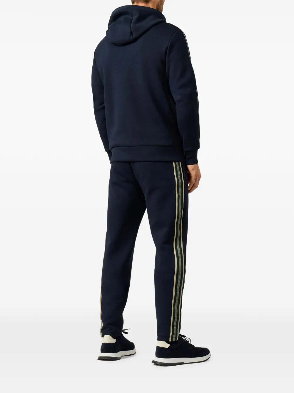 Hackett London Hoodie met logo-patch en bies-detail Blauw