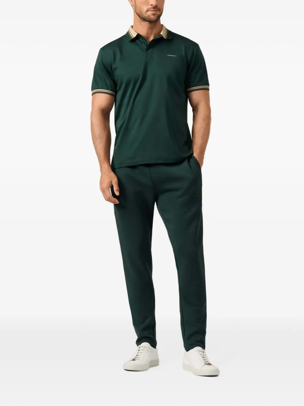 Hackett London Poloshirt met gestreepte kraag Groen
