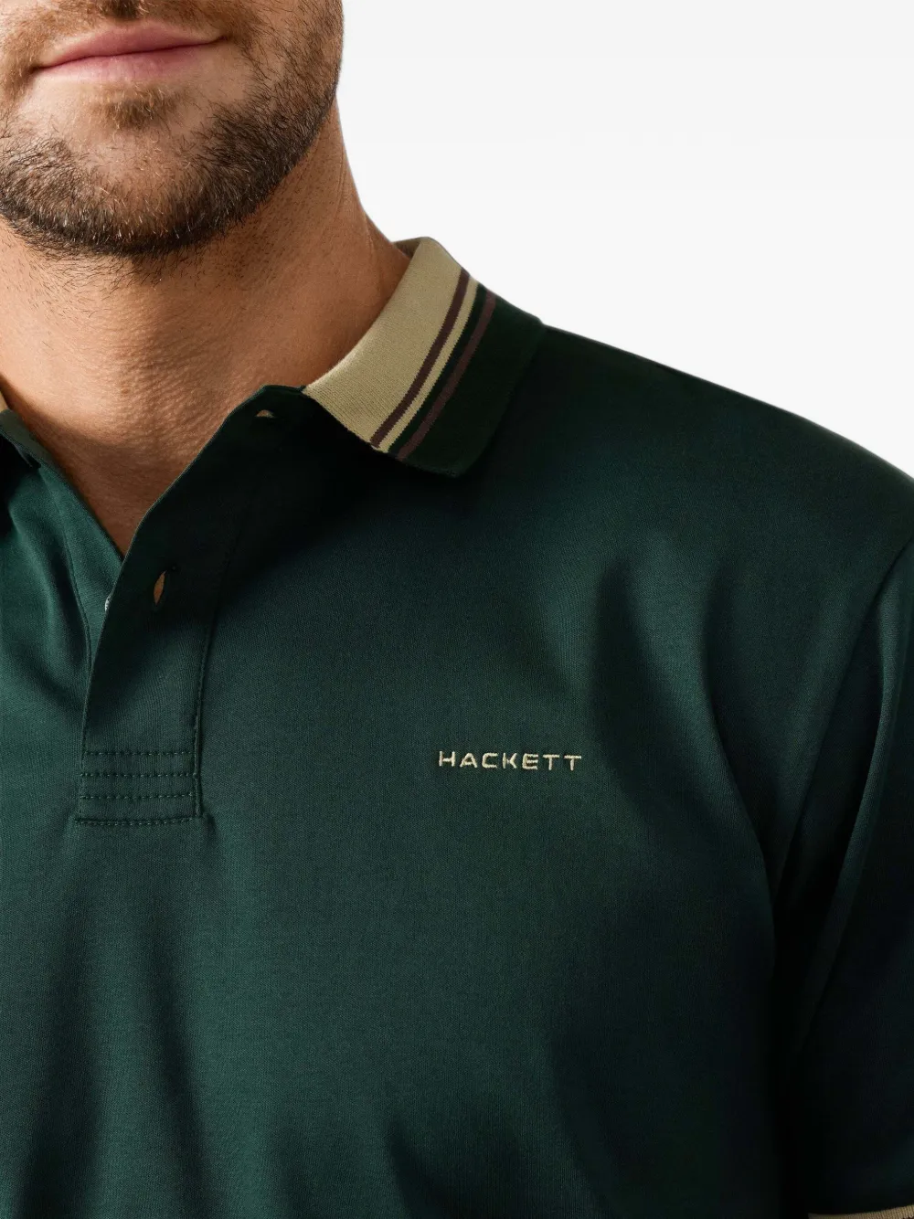 Hackett London Poloshirt met gestreepte kraag Groen