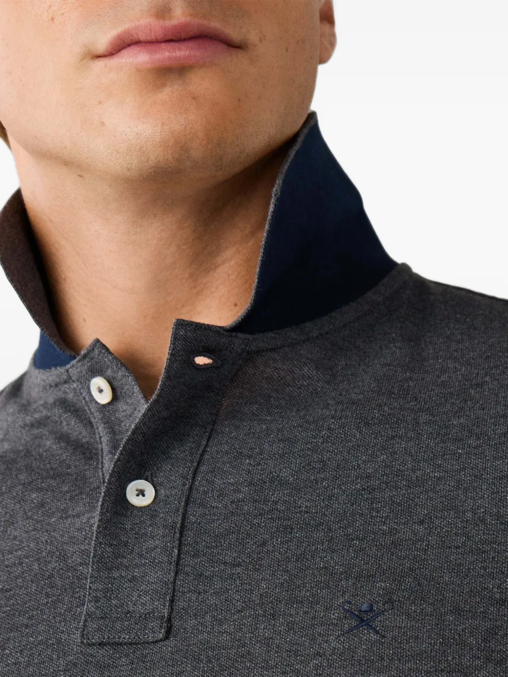 Hackett London Poloshirt met lange mouwen Grijs