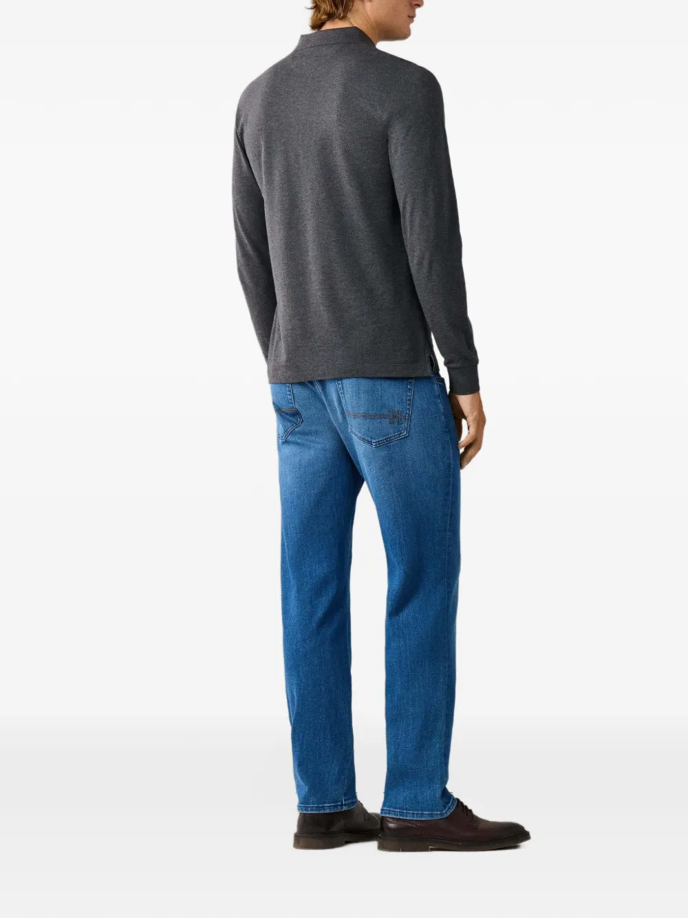 Hackett London Poloshirt met lange mouwen Grijs