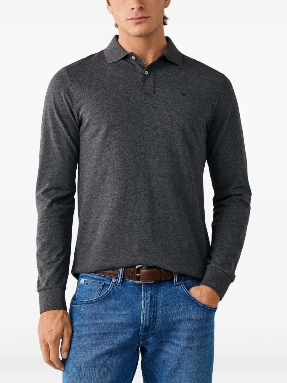 Hackett London Poloshirt met lange mouwen Grijs