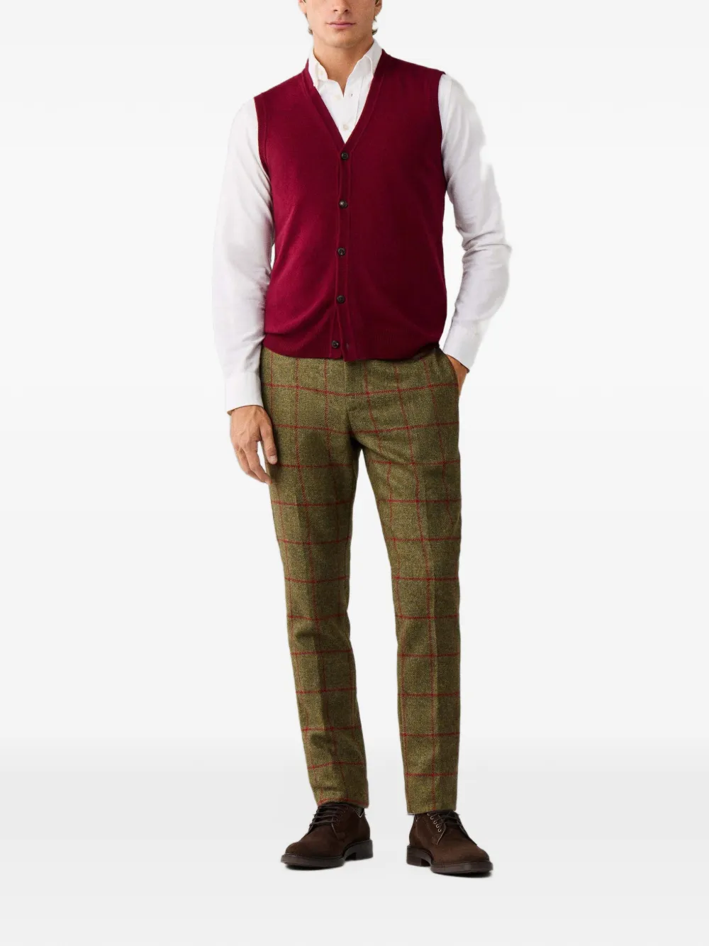 Hackett London Top met V-hals en knopen Rood