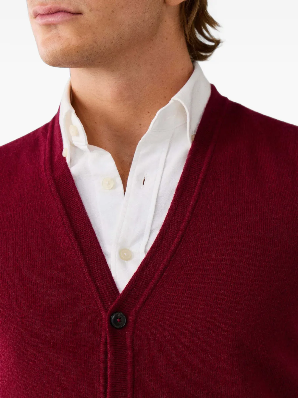 Hackett London Top met V-hals en knopen Rood