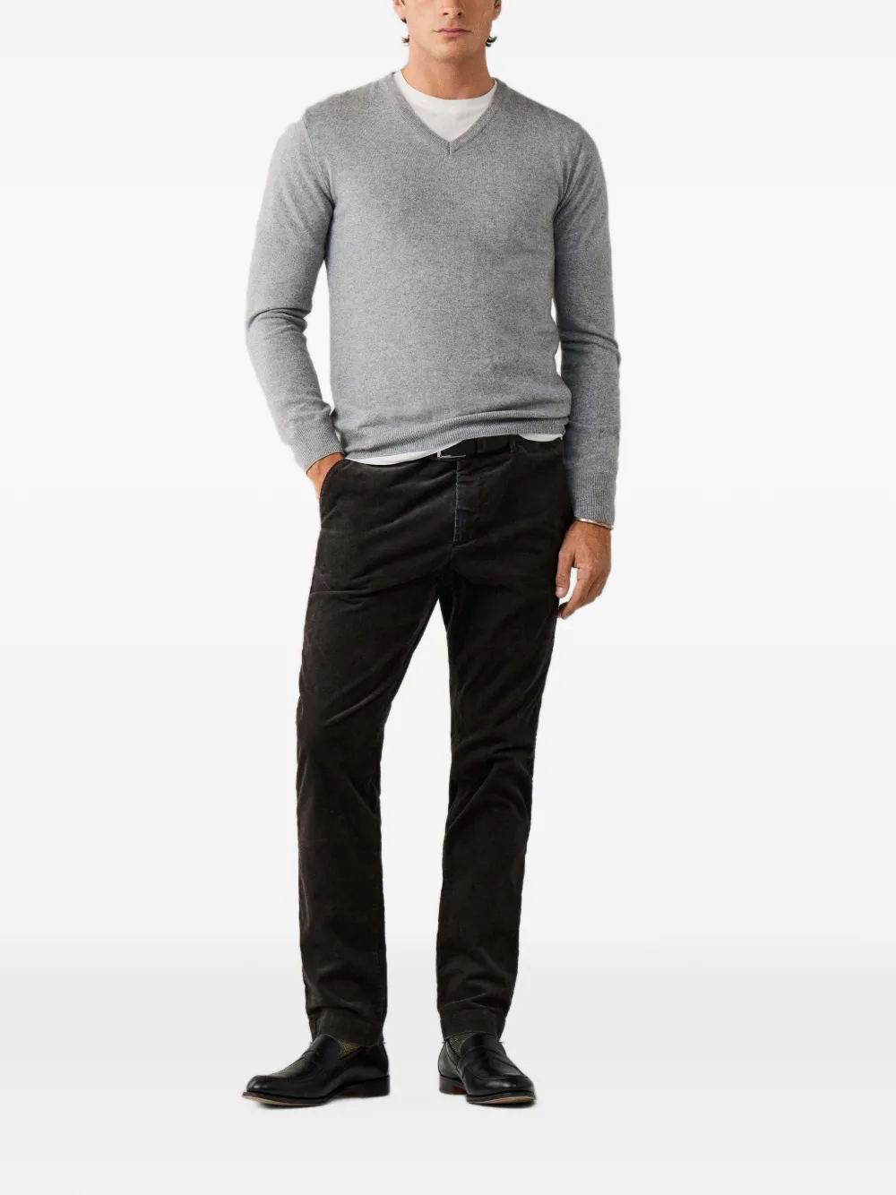 Hackett London trui met elleboog-patch en V-hals Beige