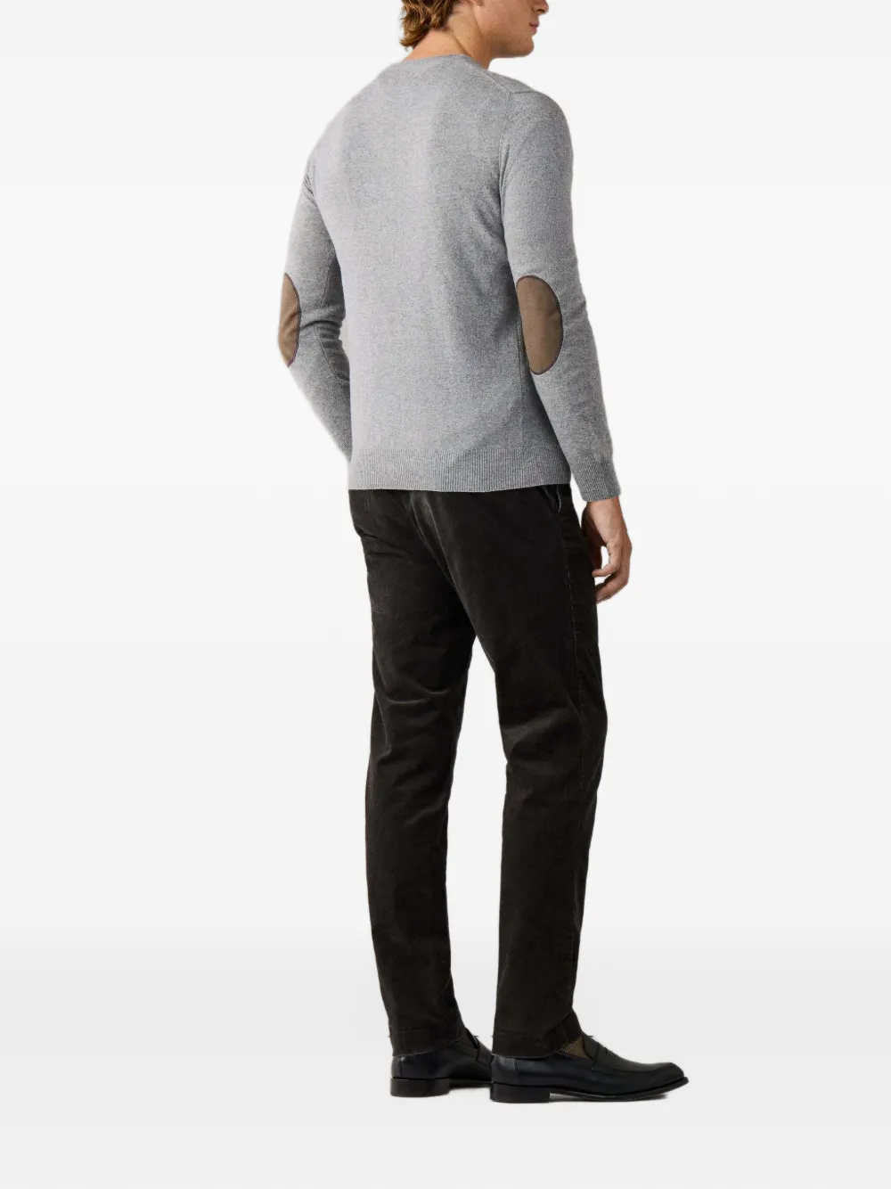 Hackett London trui met elleboog-patch en V-hals Beige