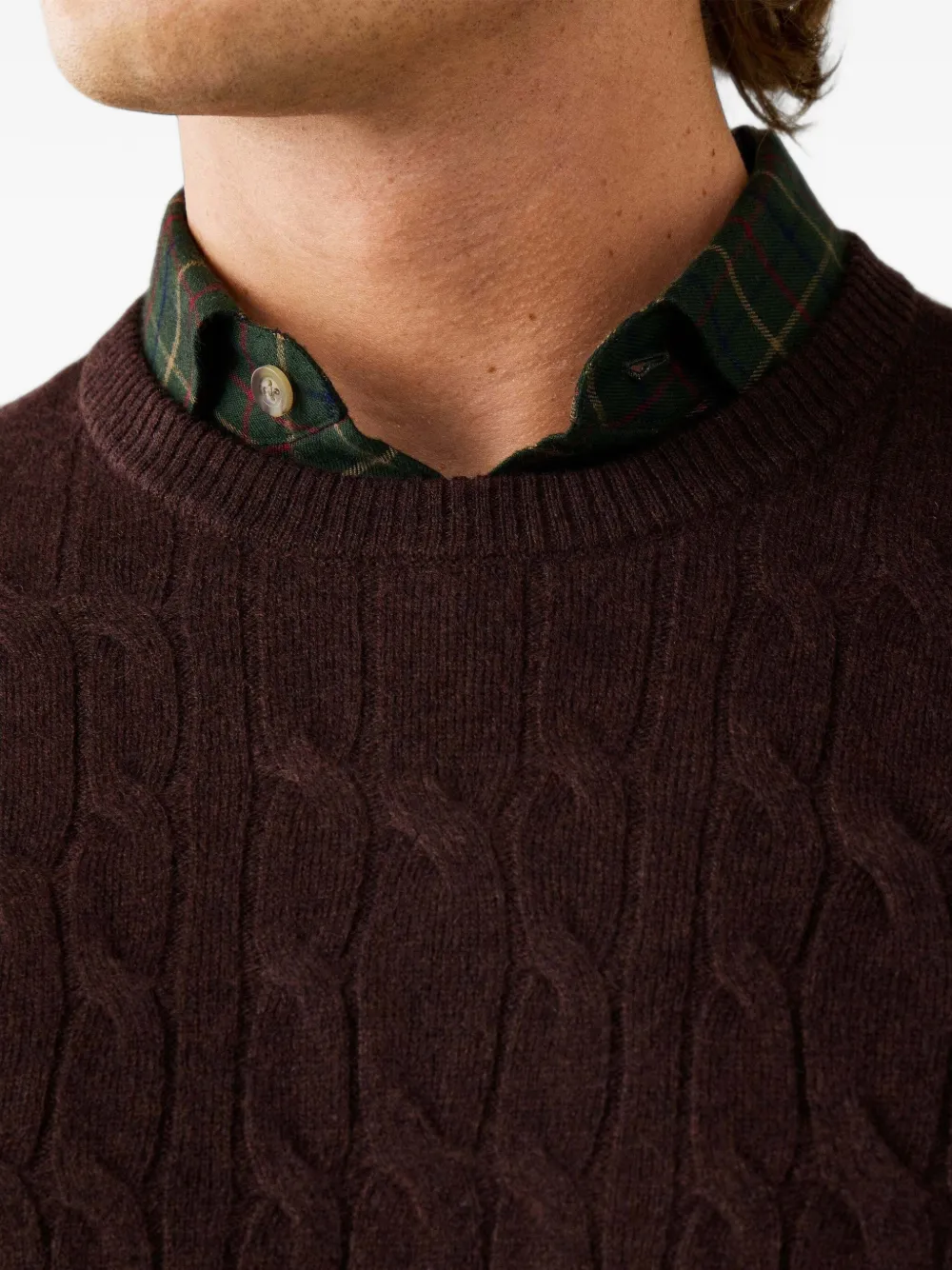 Hackett London Kabelgebreide trui Bruin