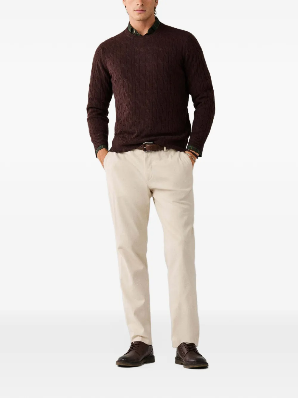 Hackett London Kabelgebreide trui Bruin