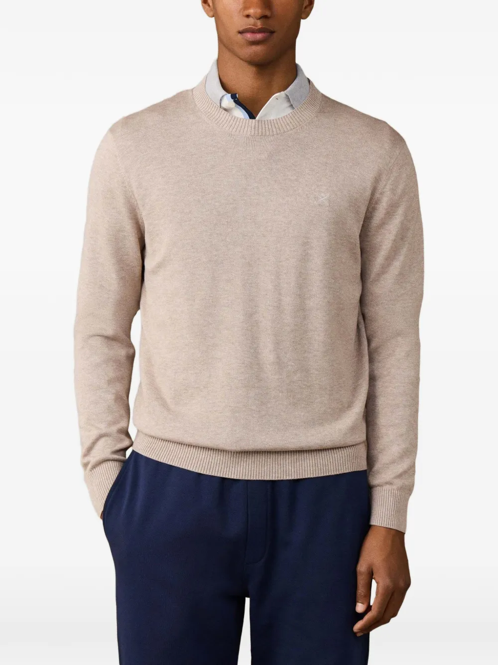 Hackett London Logo-embroidered Crew-neck Sweater In Neutral