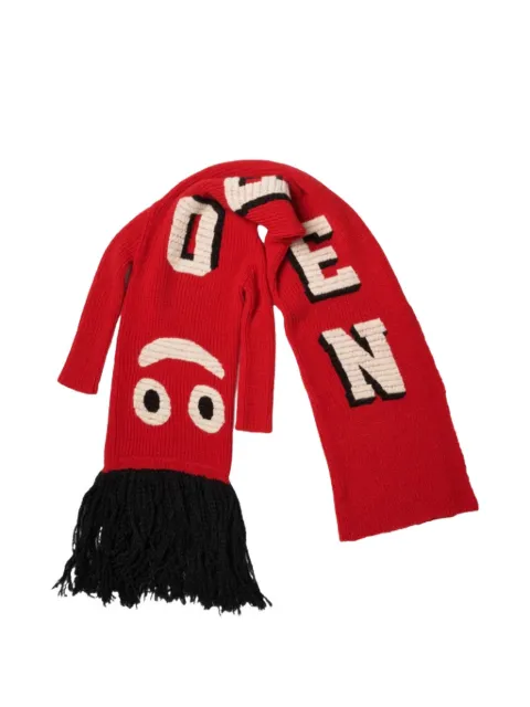 Doublet Air Dancer logo-intarsia fringed scarf