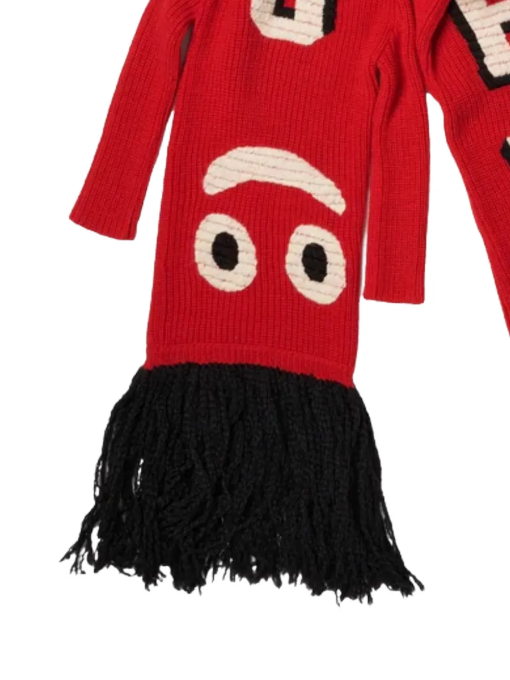 Doublet Air Dancer sjaal met franje en logo-intarsia Rood