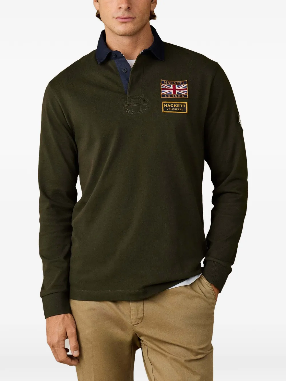 Hackett London Heritage Rally poloshirt met embleem-patch Groen