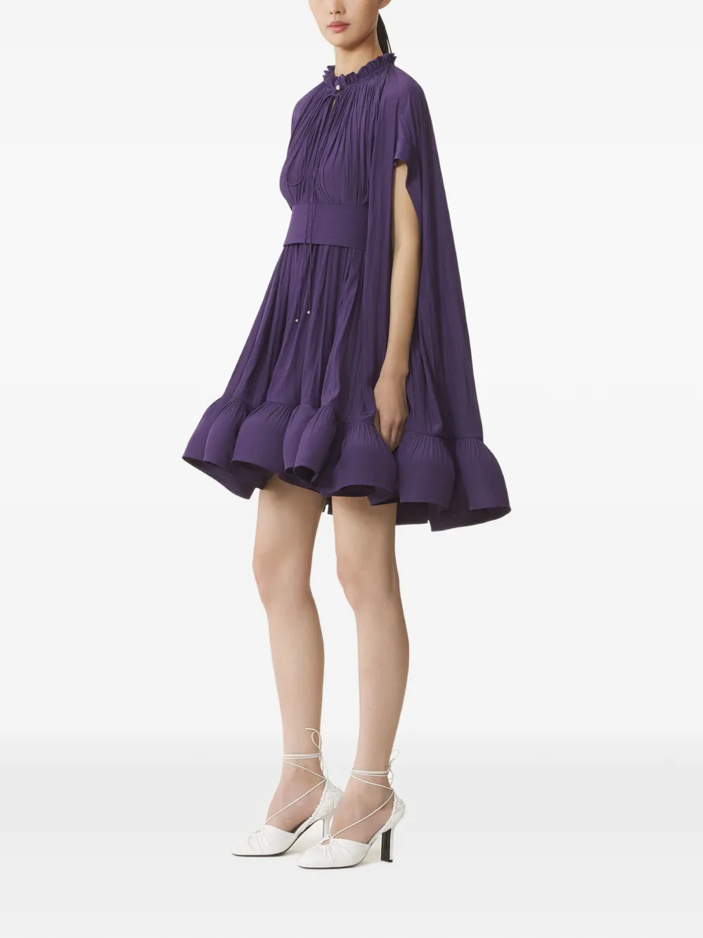 Lanvin Mini-jurk met plooien en ruches Paars