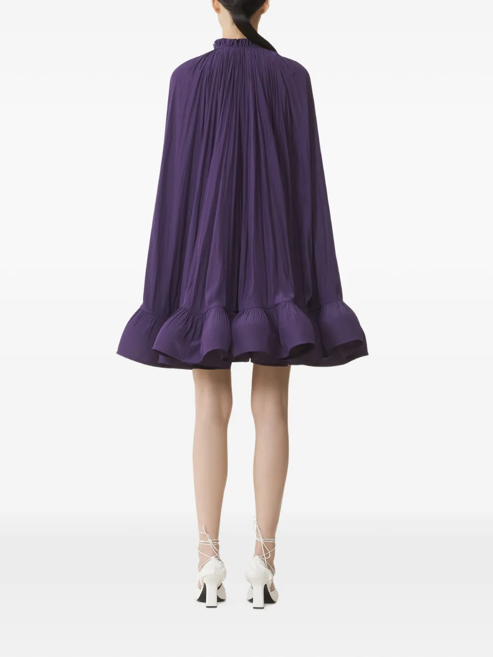 Lanvin Mini-jurk met plooien en ruches Paars