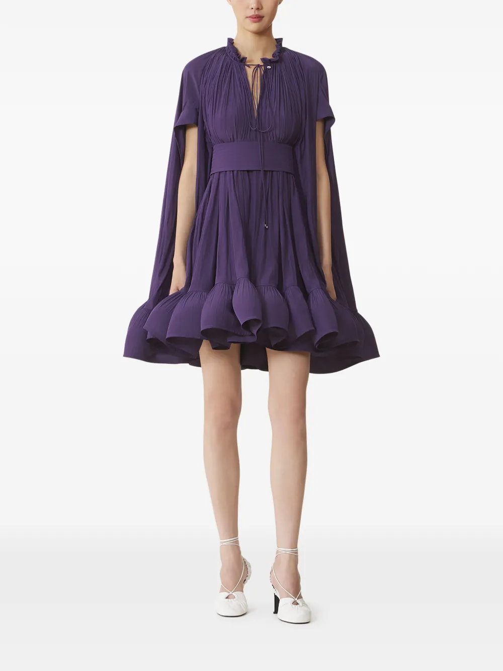 Lanvin Mini-jurk met plooien en ruches Paars