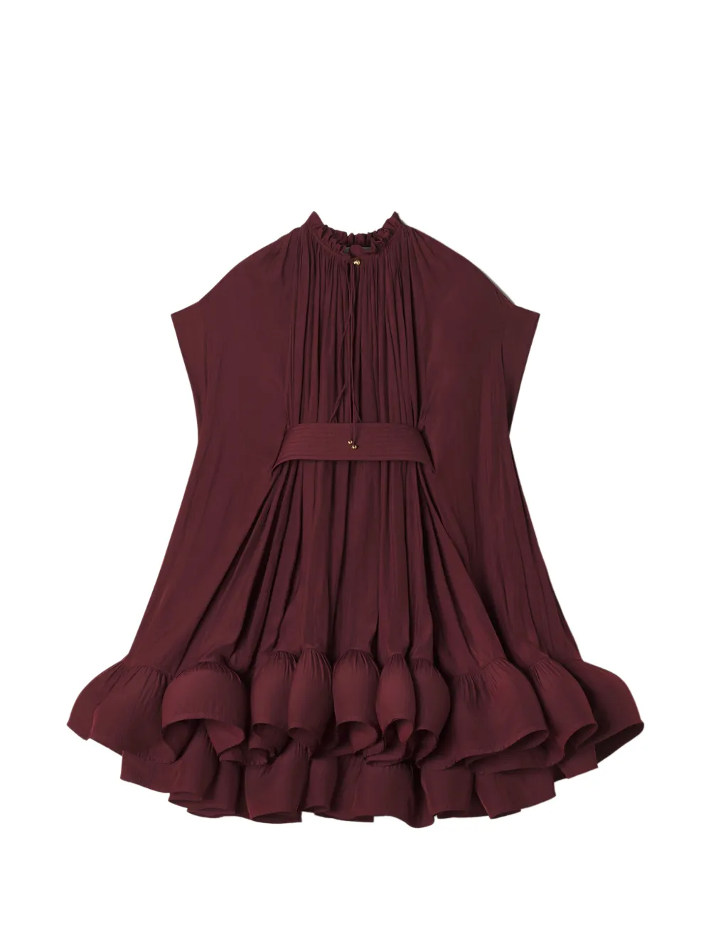 Lanvin Charmeuse pleated ruffled mini dress - Rosso