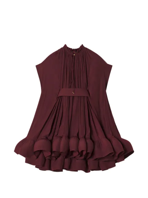 Lanvin kort Charmeuse flæsekjole med plisseringer