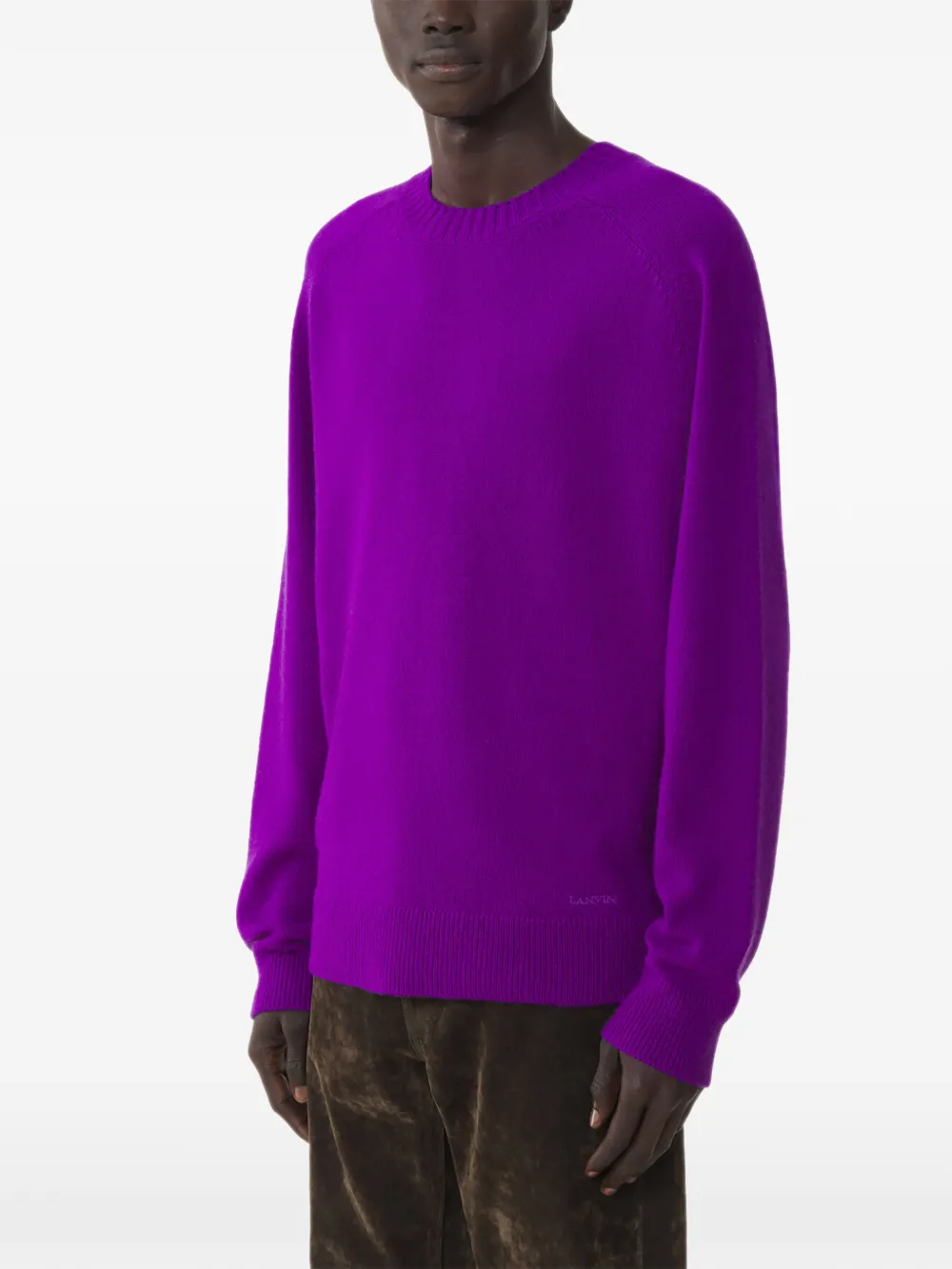 Lanvin Kasjmier trui met geborduurd logo Paars
