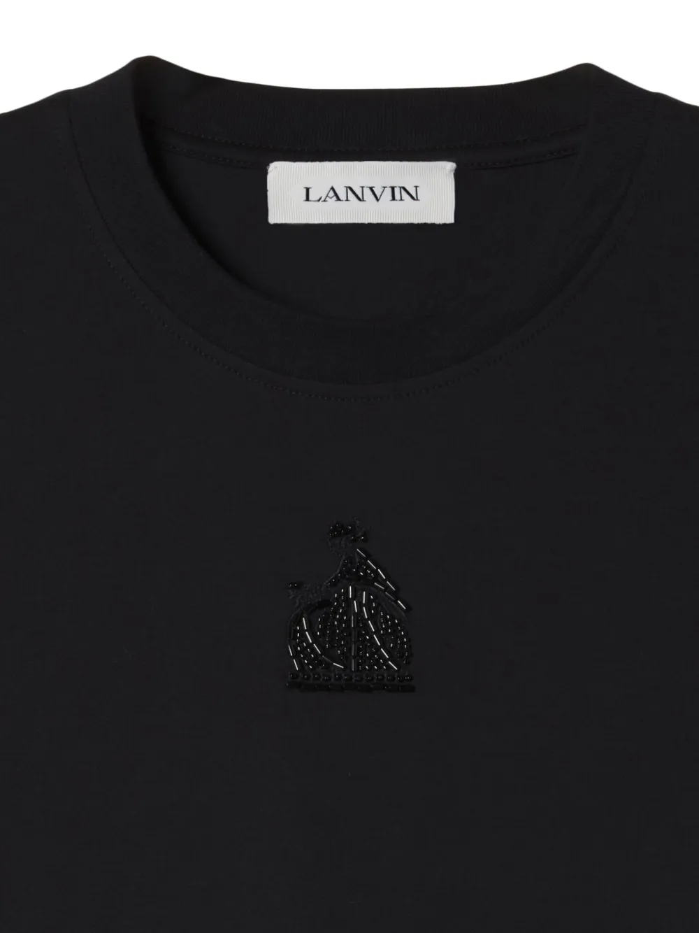 Lanvin Jersey katoenen-T-shirt met 'Mother and Child'-borduurwerk Zwart