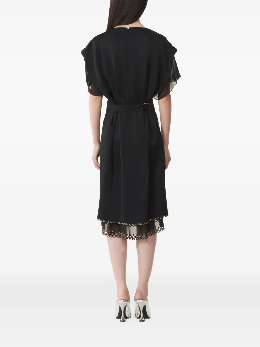 Lanvin Jurk met grosgrain strik en geborduurde ringlets Zwart