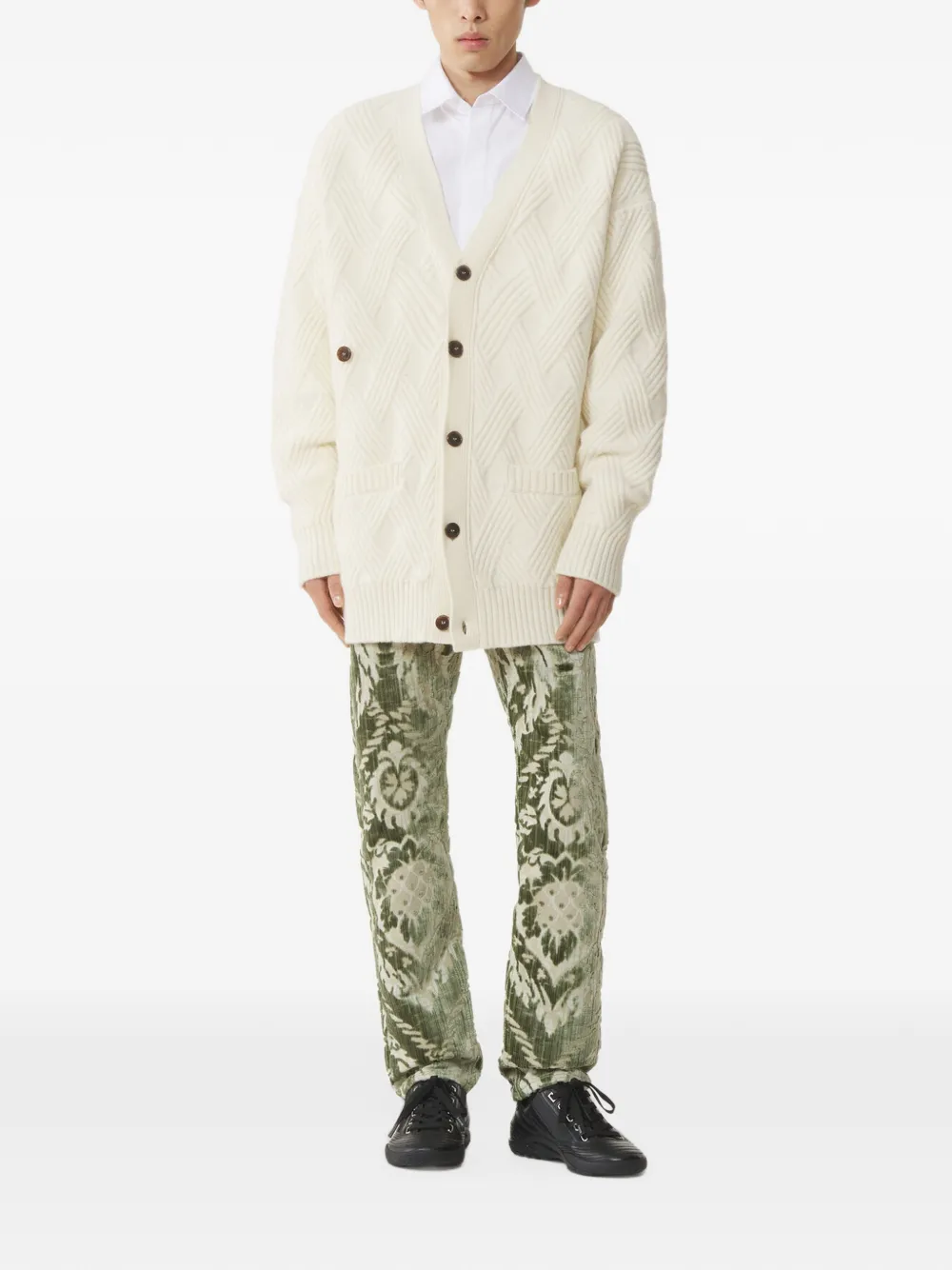 Lanvin Kabelgebreid ruimvallend vest Beige