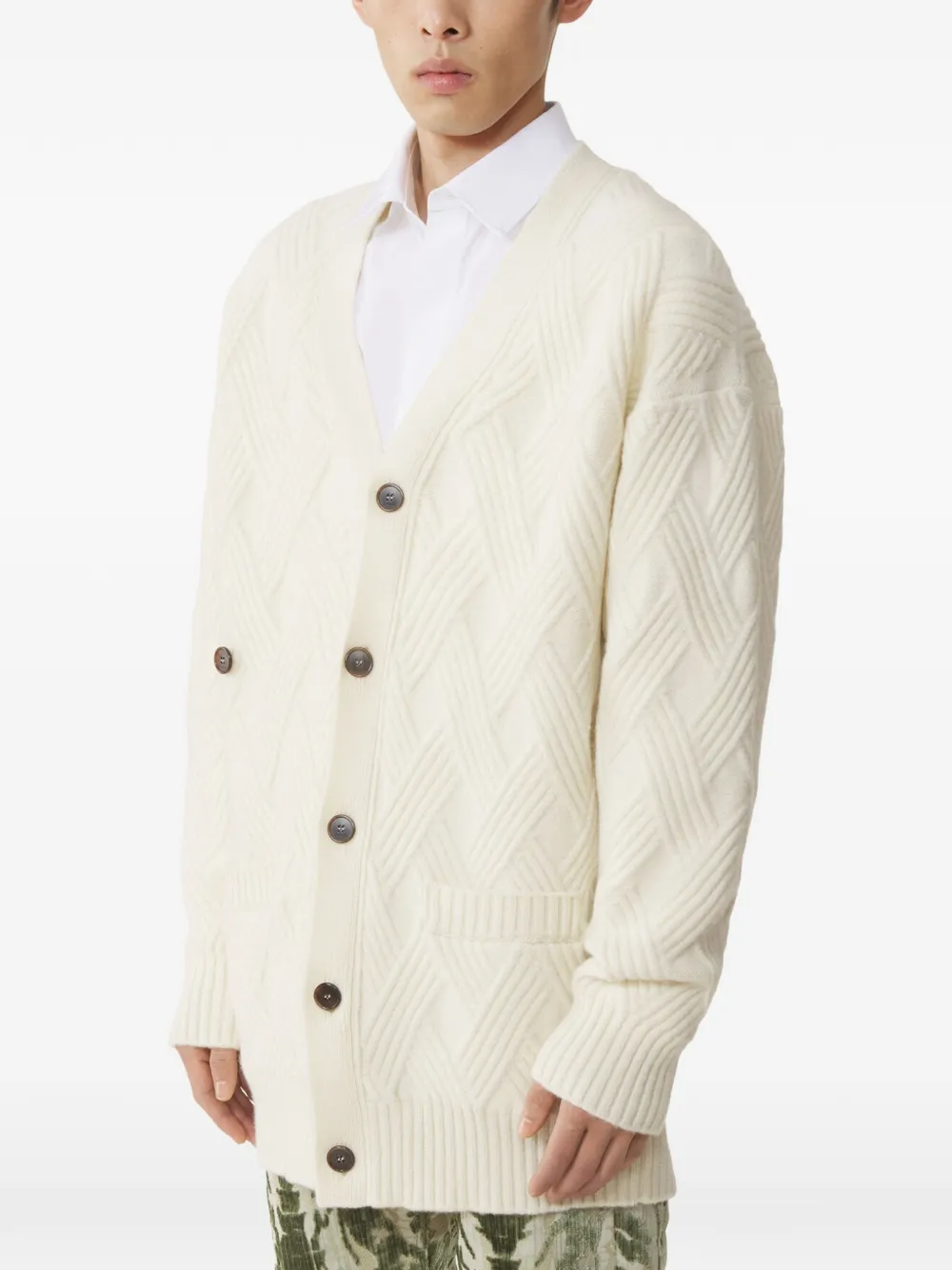 Lanvin Kabelgebreid ruimvallend vest Beige