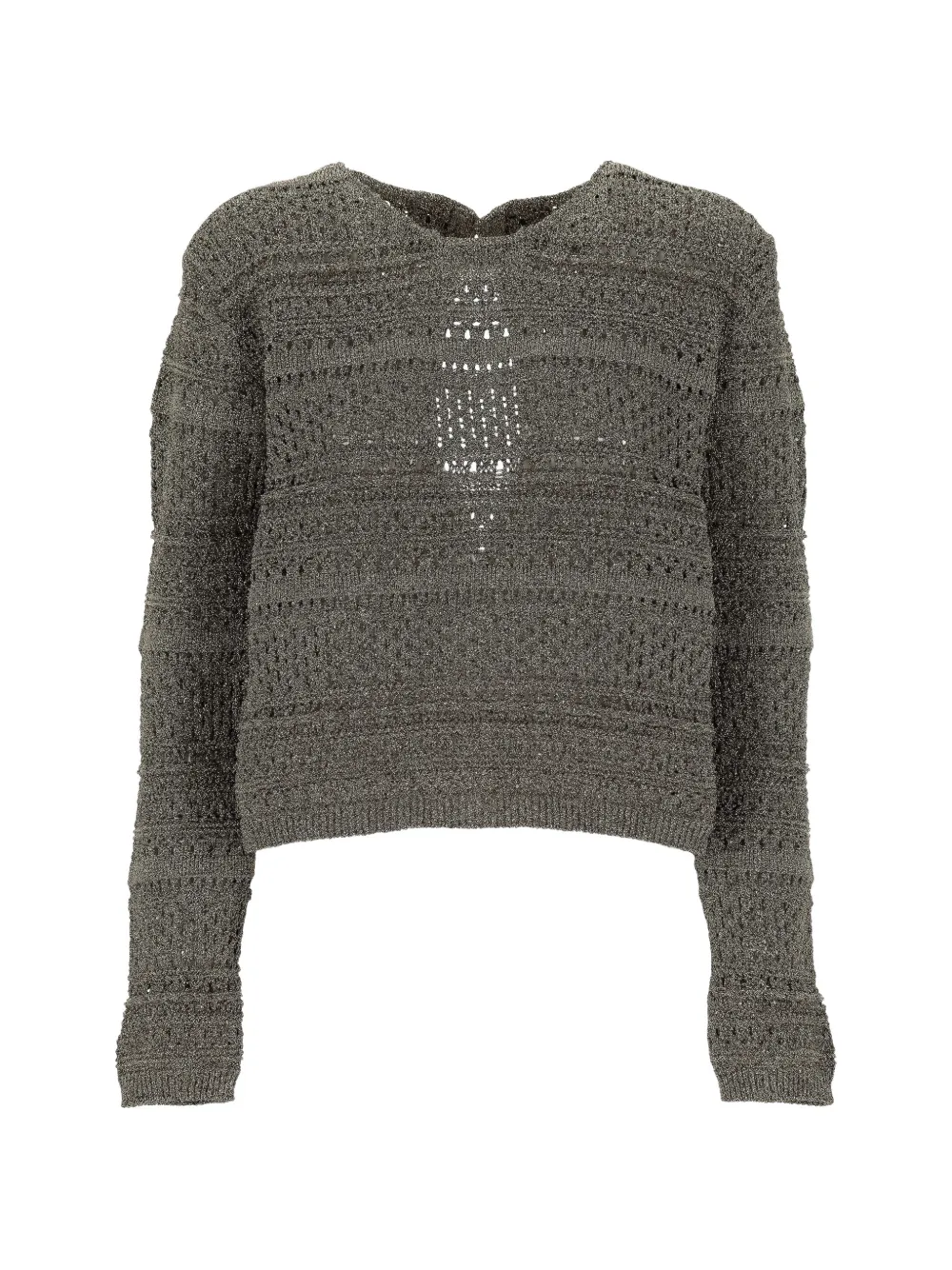The Erose metallic-effect pointelle-knit sweater - Argent