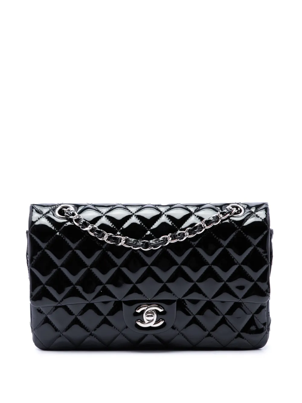 CHANEL Pre-Owned 2010-2011 Medium Classic Patent Double Flap shoulder bag - Black