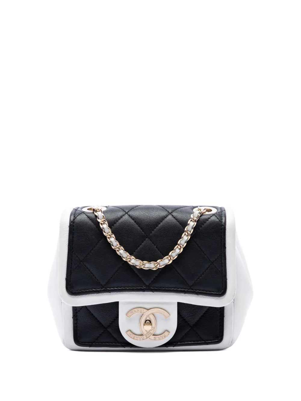 CHANEL Pre-Owned 2014-2015 Mini Square Calfskin Graphic Flap crossbody bag - Nero