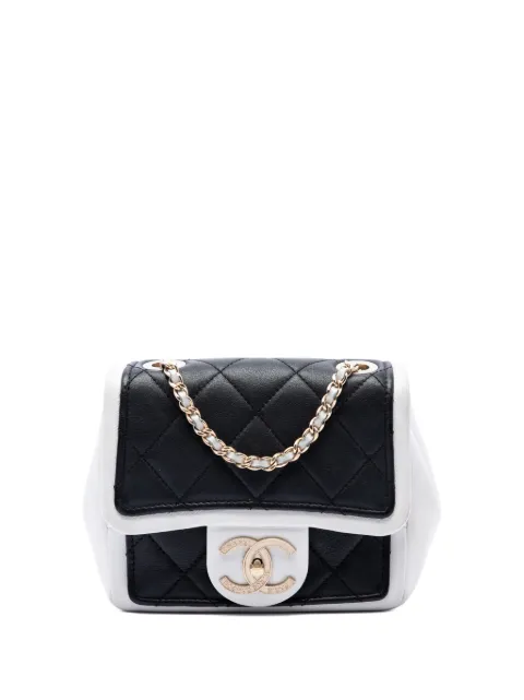 CHANEL Pre-Owned 2014-2015 Mini Square Calfskin Graphic Flap crossbody bag