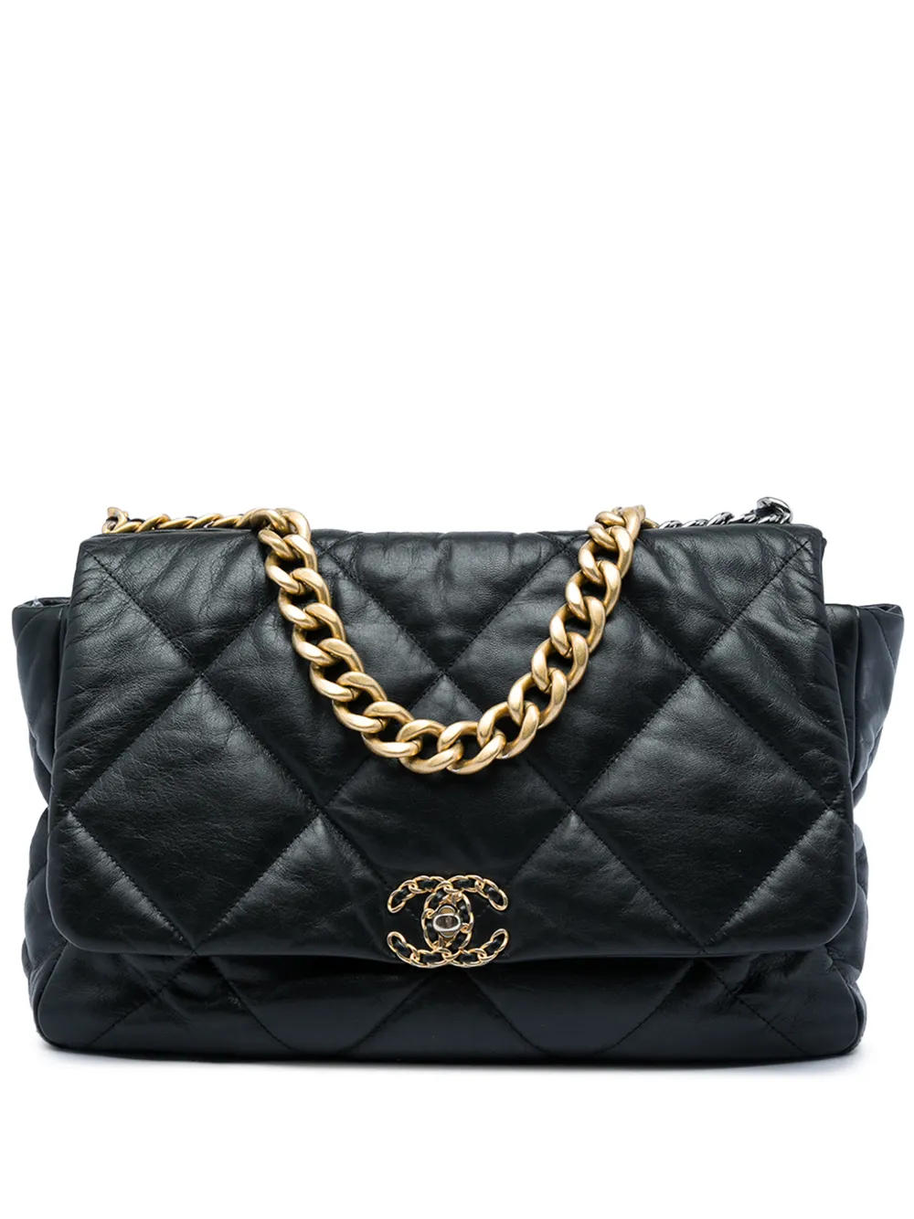 CHANEL Pre-Owned 2020 Maxi Lambskin 19 Flap satchel - Nero