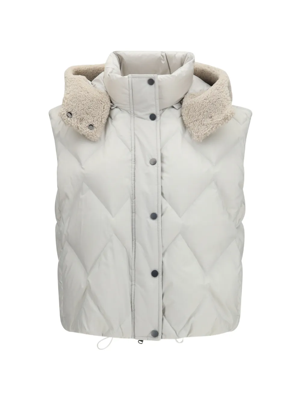 Brunello Cucinelli padded shearling-trim gilet - Grey
