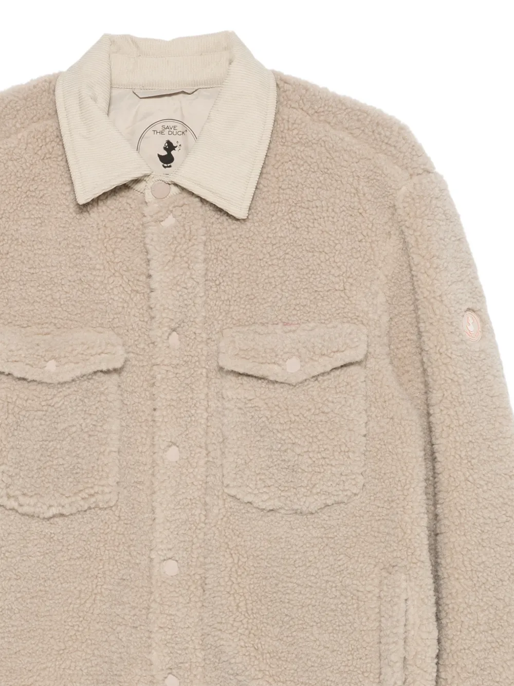 Save The Duck fleece-texture corduroy-collar jacket Beige