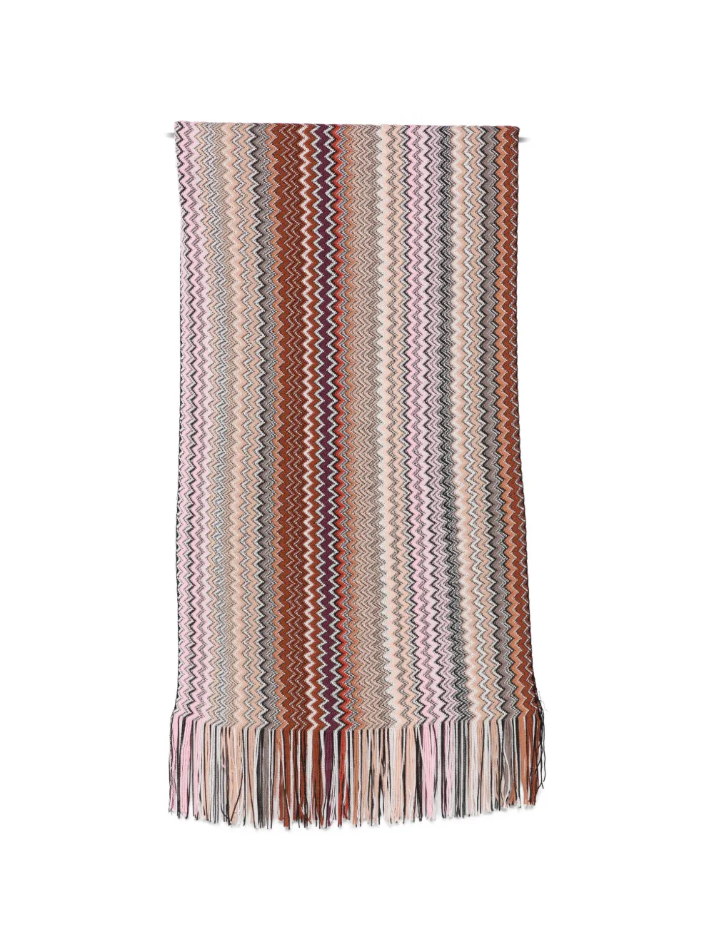 Missoni zigzag-knit fringed scarf Paars