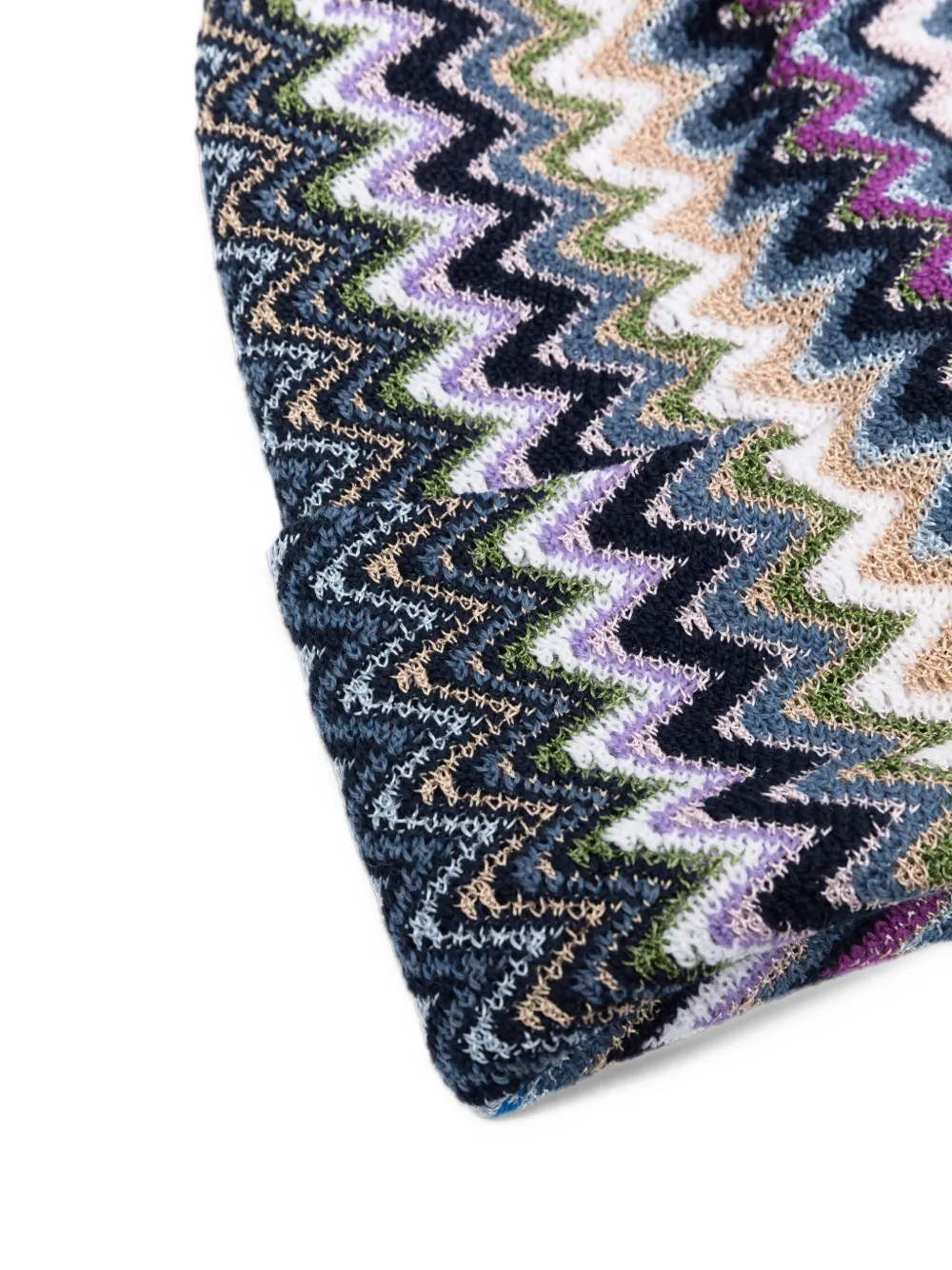 Missoni zigzag-knit wool beanie hat Blauw