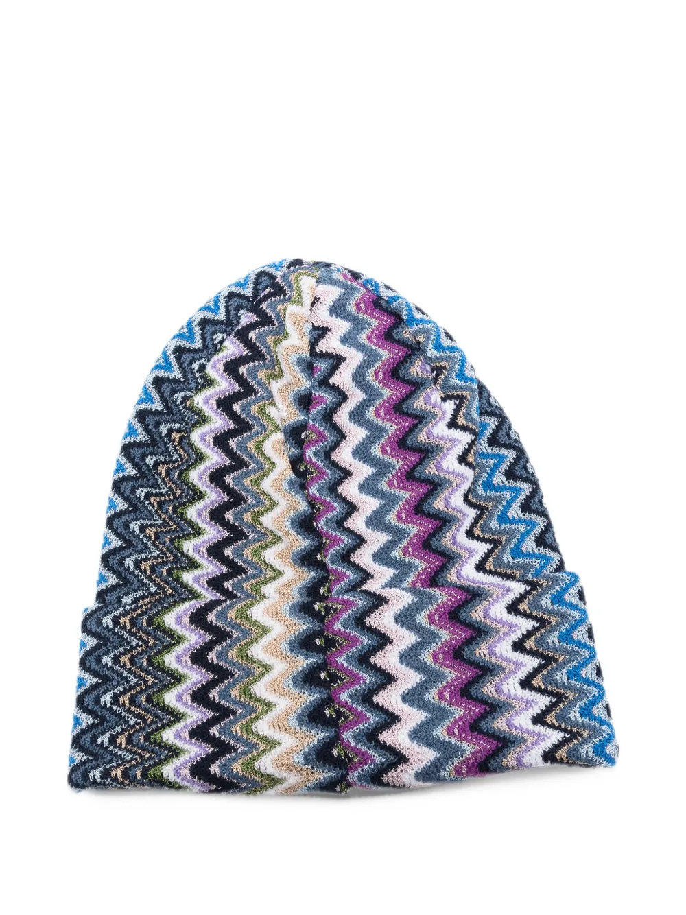 Missoni zigzag-knit wool beanie hat Blauw